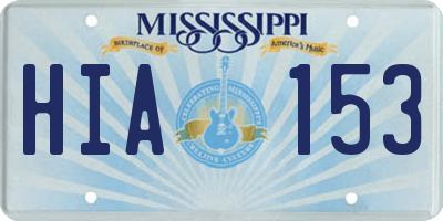 MS license plate HIA153