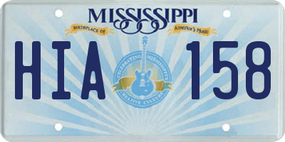MS license plate HIA158