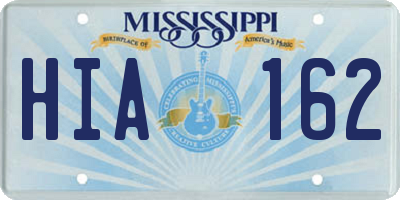 MS license plate HIA162