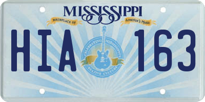 MS license plate HIA163