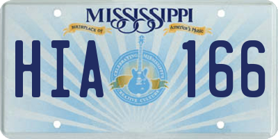 MS license plate HIA166