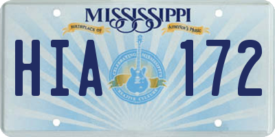 MS license plate HIA172