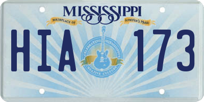 MS license plate HIA173