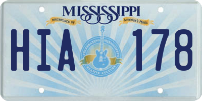 MS license plate HIA178