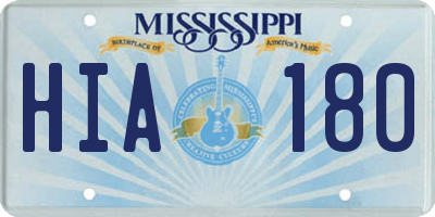 MS license plate HIA180