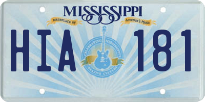 MS license plate HIA181