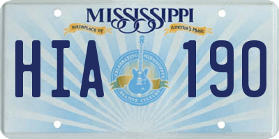 MS license plate HIA190