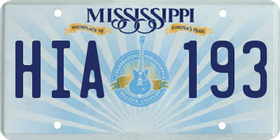 MS license plate HIA193