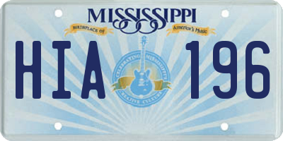 MS license plate HIA196