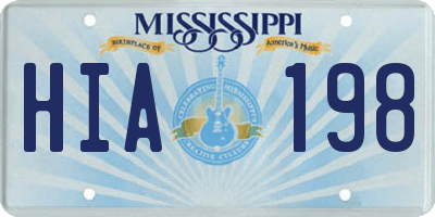 MS license plate HIA198