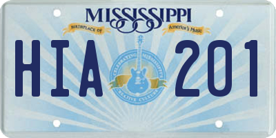 MS license plate HIA201