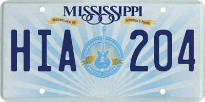 MS license plate HIA204