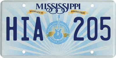MS license plate HIA205