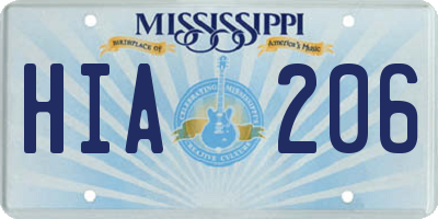 MS license plate HIA206