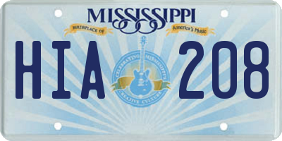 MS license plate HIA208