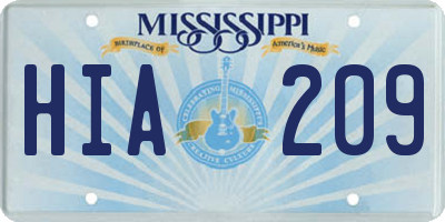 MS license plate HIA209