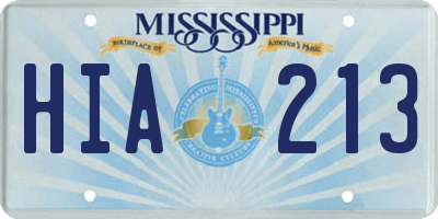 MS license plate HIA213