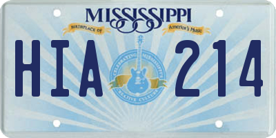 MS license plate HIA214