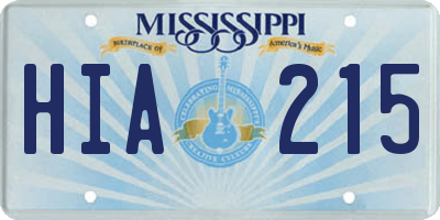 MS license plate HIA215