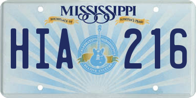 MS license plate HIA216