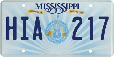 MS license plate HIA217
