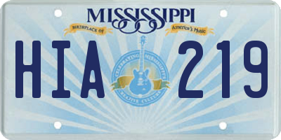 MS license plate HIA219