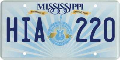 MS license plate HIA220