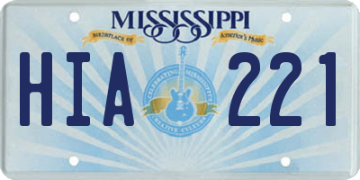 MS license plate HIA221