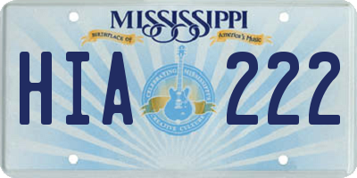 MS license plate HIA222