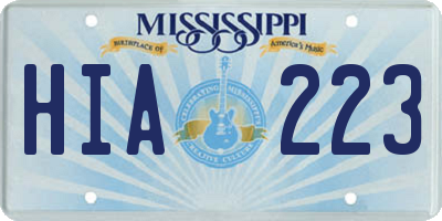 MS license plate HIA223