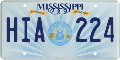 MS license plate HIA224