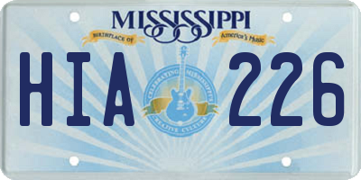 MS license plate HIA226