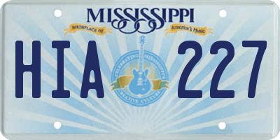 MS license plate HIA227