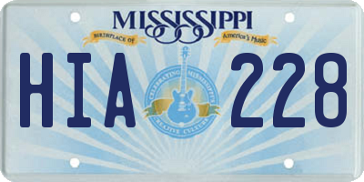 MS license plate HIA228