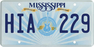 MS license plate HIA229