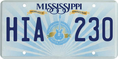 MS license plate HIA230