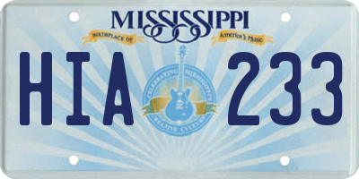 MS license plate HIA233