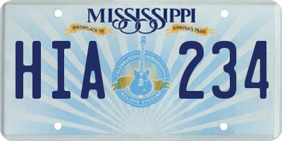 MS license plate HIA234