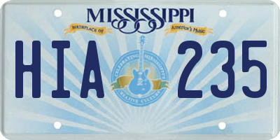 MS license plate HIA235