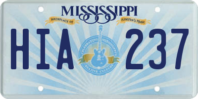 MS license plate HIA237
