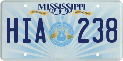 MS license plate HIA238
