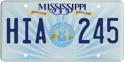 MS license plate HIA245