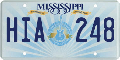 MS license plate HIA248