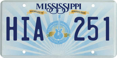 MS license plate HIA251