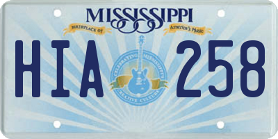 MS license plate HIA258