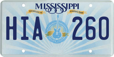 MS license plate HIA260