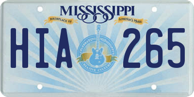 MS license plate HIA265