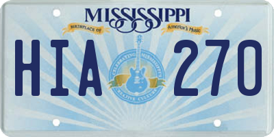 MS license plate HIA270