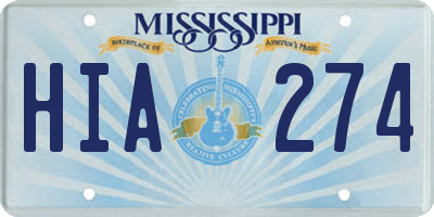 MS license plate HIA274