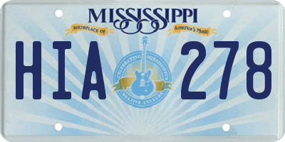 MS license plate HIA278
